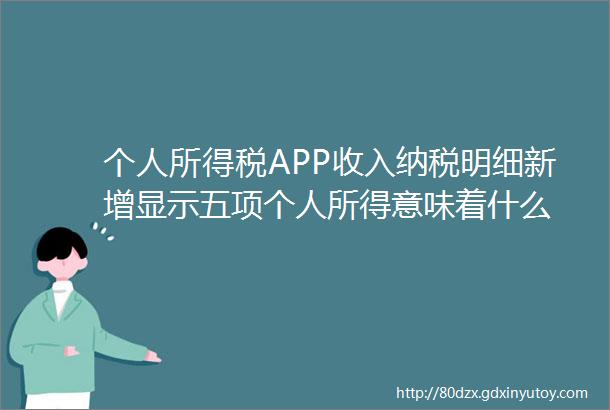 个人所得税APP收入纳税明细新增显示五项个人所得意味着什么